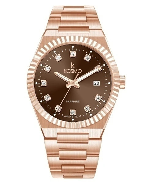 Reloj Kosmo 610-7-2-002 Colección Zafiro Oro Rosa Esfera Café