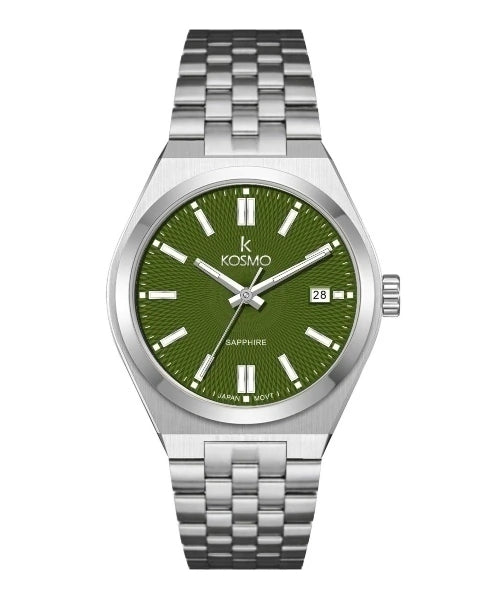 Reloj Kosmo 645-7-2010 Colección Zafiro Plateado Esfera Verde