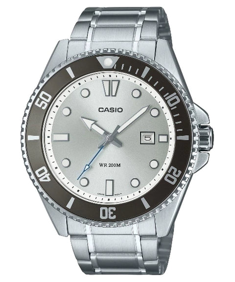 Reloj Casio MDV-107D-7AV — Diver Pro Analógico Blanco Acero 100m
