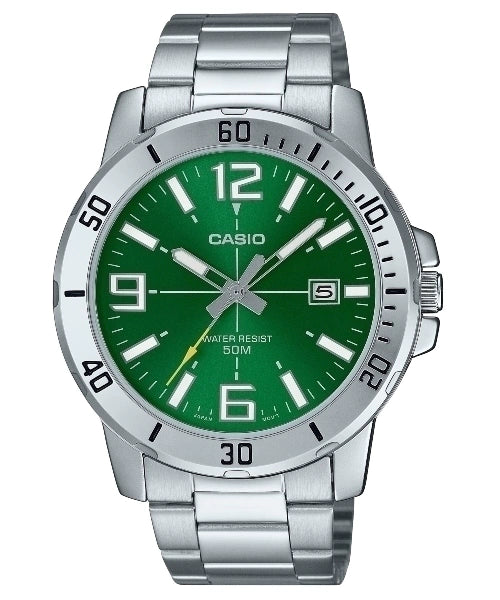 Reloj Casio MTP-VD01D-3BV — Cronógrafo Analógico Acero Esfera Verde