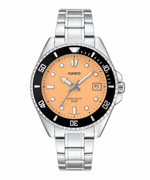 Reloj Casio MDV-10D-4A2VDF — Diver Analógico Salmón Acero Edición Especial