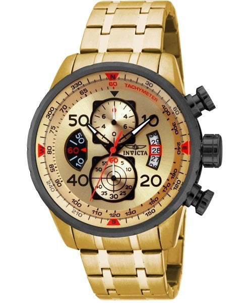 Reloj Invicta 17205 Aviator — Cronógrafo Cuarzo Acero Esfera Negra