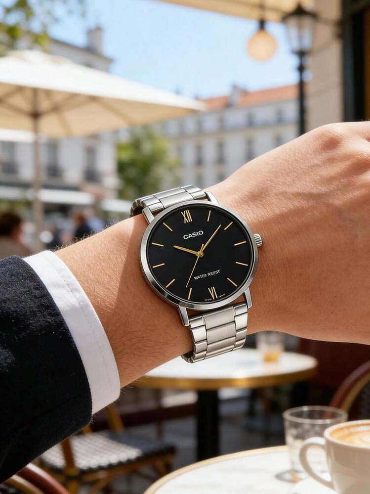 Reloj Casio MTP-VT01D-1B — Analógico Slim Acero Negro Ultrafino