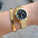 Reloj Casio LTP-V004G-1B — Clásico Multifunción Dorado Mujer