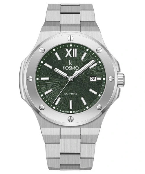 Reloj Kosmo 501-7-2 Colección Zafiro Plateado Esfera Verde