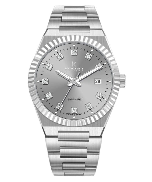 Reloj Kosmo 610-7-2-002 Colección Zafiro Plateado Esfera Gris