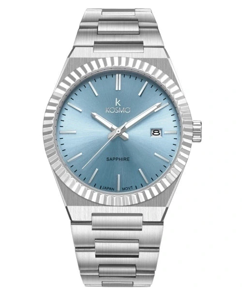 Reloj Kosmo 610-7-2-005 Colección Zafiro Plateado Esfera Azul Hielo