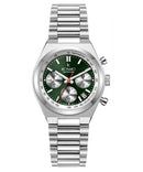 Reloj Kosmo 645-7-2 Cronógrafo Colección Zafiro Plateado Esfera Verde