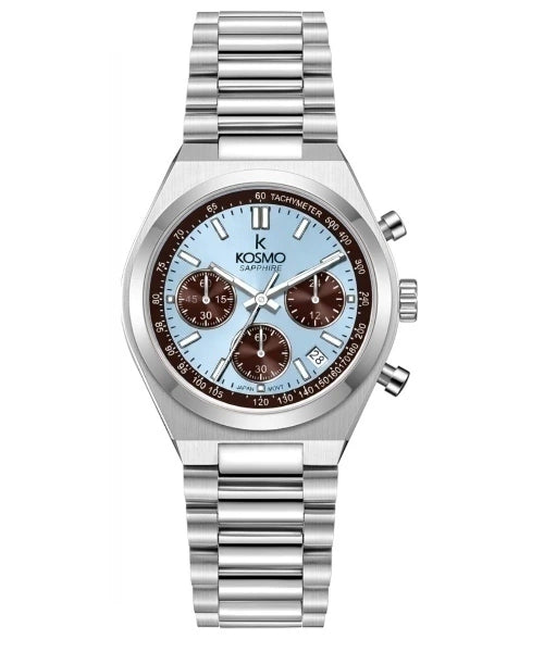 Reloj Kosmo 645-7-2 Cronógrafo Colección Zafiro Plateado Esfera Azul Hielo