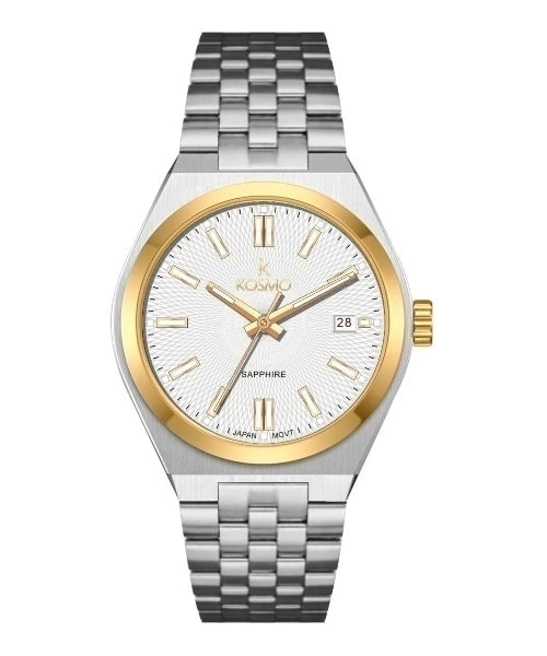 Reloj Kosmo 645-7-2010 Colección Zafiro Bicolor Dorado Esfera Blanca