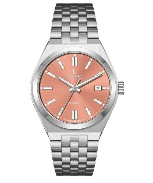 Reloj Kosmo 645-7-2010 Colección Zafiro Plateado Esfera Salmón