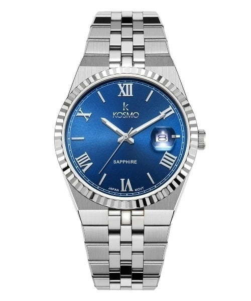 Reloj Kosmo 689-7-2 Colección Zafiro Plateado Esfera Azul