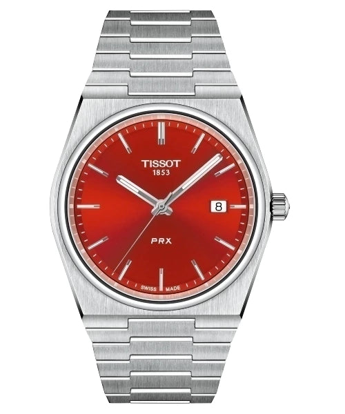Reloj Tissot PRX T137.410.11.421.00 — Cuarzo Suizo 40mm Esfera Rojo Acero