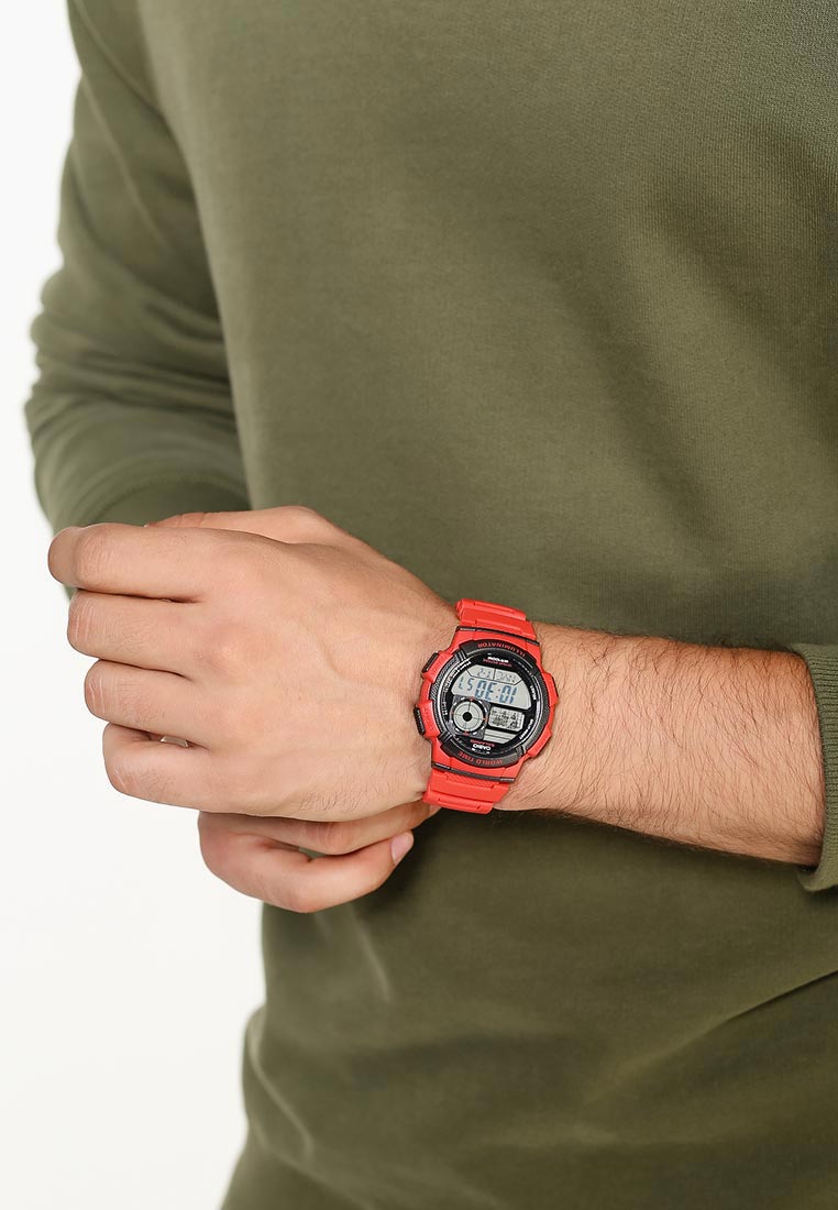 Reloj Casio AE-1000W-4AV — Digital Multifunción Rojo Deportivo 200m