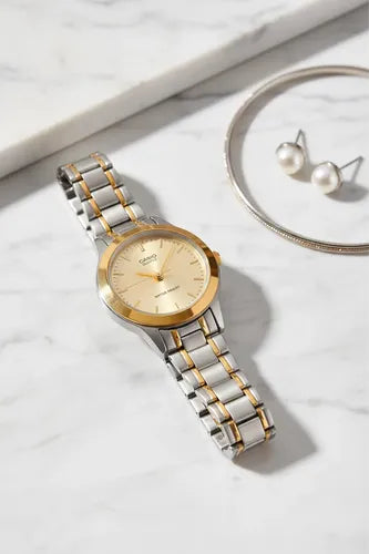 Reloj Casio LTP-1128G-9A — Clásico Elegante Compacto Bicolor