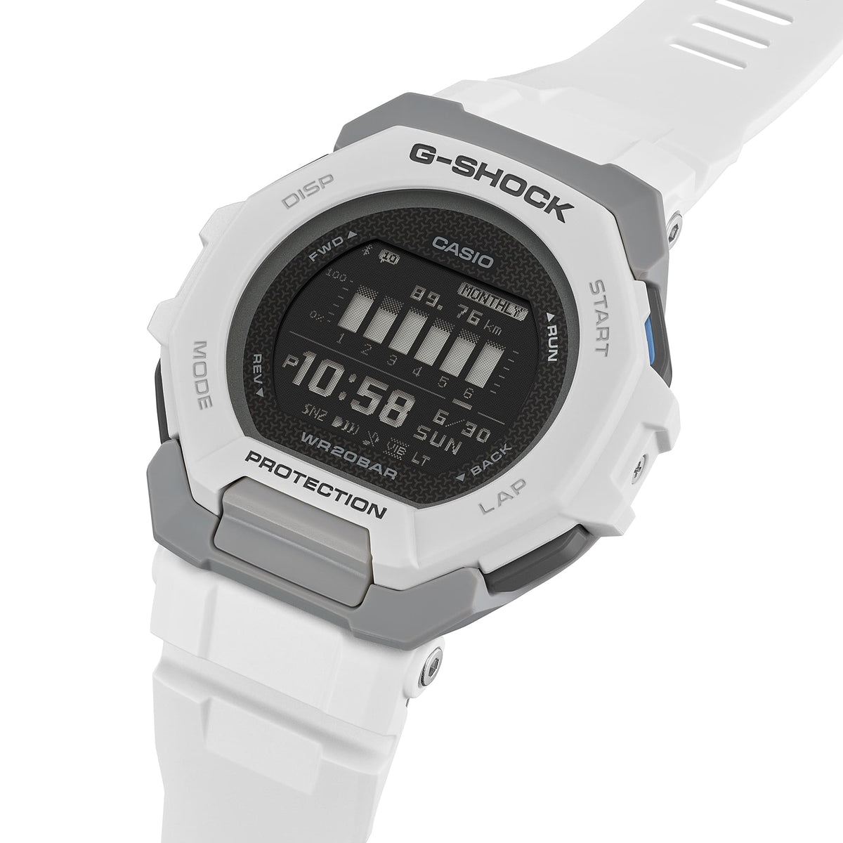 Reloj Casio G-Shock GBD-300-7 — G-SQUAD Running Bluetooth Blanco 200m