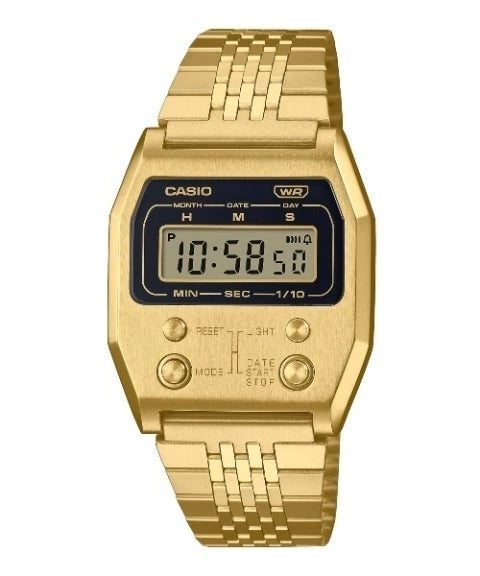 Reloj Casio A1100G-5 — Vintage Digital Malla Milanesa Dorado