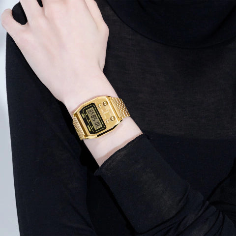 Reloj Casio A1100G-5 — Vintage Digital Malla Milanesa Dorado