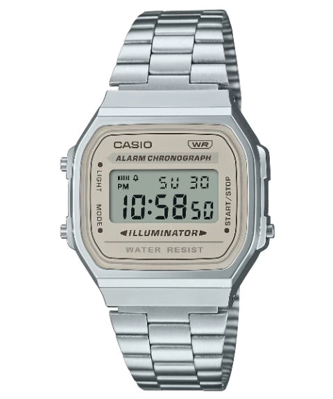 Reloj Casio A168WA-8AY — Vintage Digital Plateado