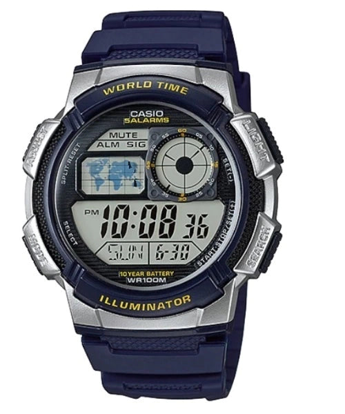 Reloj Casio AE-1000W-2AV — Digital Multifunción Azul Marino 200m