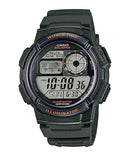 Reloj Casio AE-1000W-3A — Digital Multifunción Verde Militar 200m