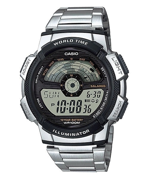 Casio World Time | Mapa Digital & Caja Sport | AE-1100