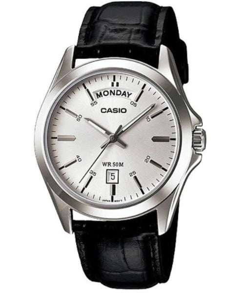 Casio Classic | Dial Plata & Cuero | MTP-1370L-7AV