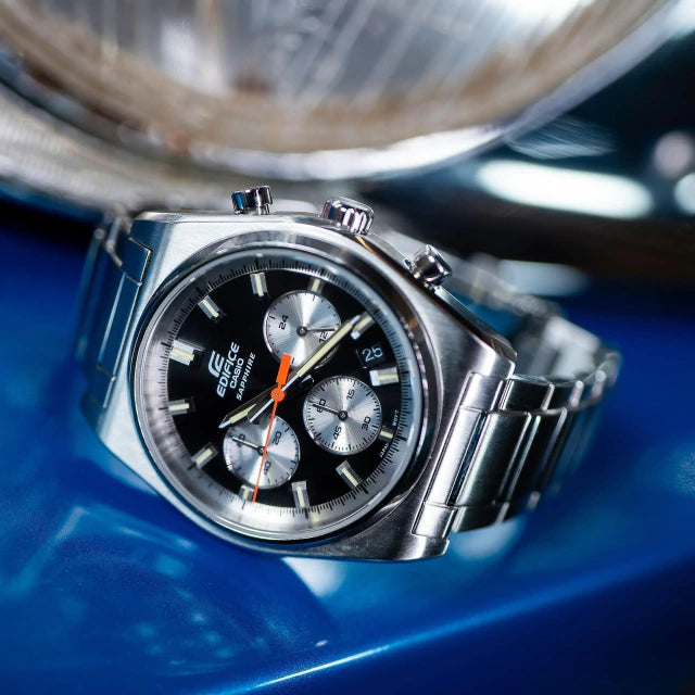 Casio Edifice Premium | Cristal Zafiro & Esfera Negra | EFB-730D