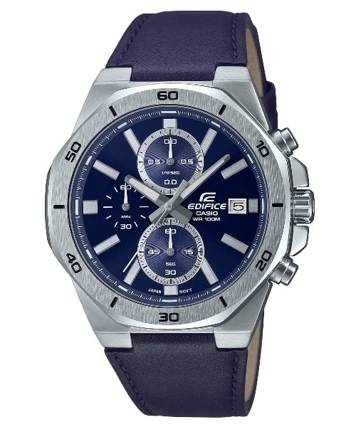 Casio Edifice | Cronógrafo en Cuero Azul | EFV-640L