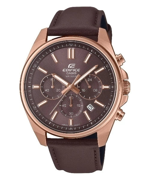 Casio Edifice | Cronógrafo Rose Gold & Cuero | EFV-650CL