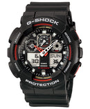 Reloj Casio G-Shock GA-100-1A4DR — Analógico-Digital 55mm Negro Rojo 200m