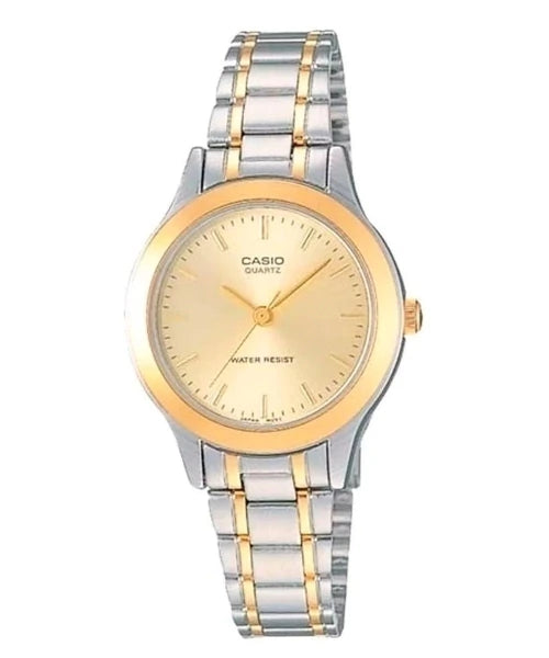 Reloj Casio LTP-1128G-9A — Clásico Elegante Compacto Bicolor