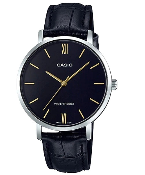 Reloj Casio LTP-VT01L-1B — Clásico Elegante Cuero Negro