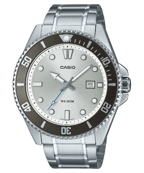Reloj Casio MDV-107D-7AV — Diver Pro Analógico Blanco Acero 100m
