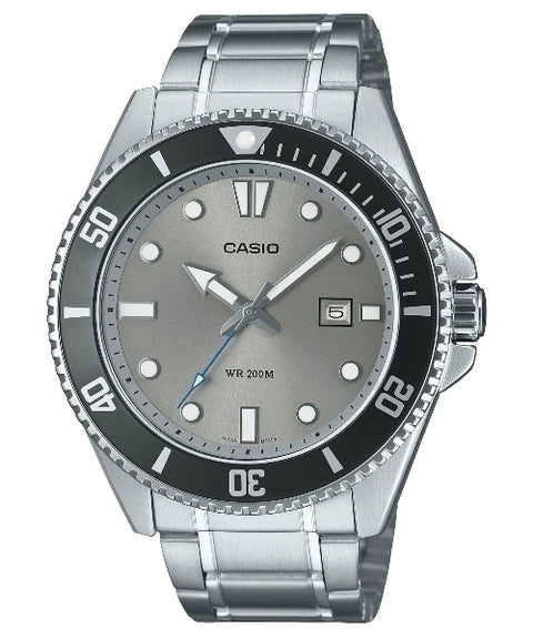 Reloj Casio MDV-107D-8AV — Diver Pro Analógico Negro Gris 100m