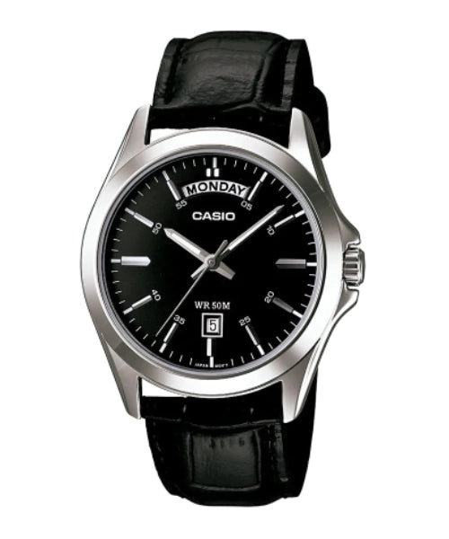 Casio Classic | Cuero Negro & Día | MTP-1370L-1AV