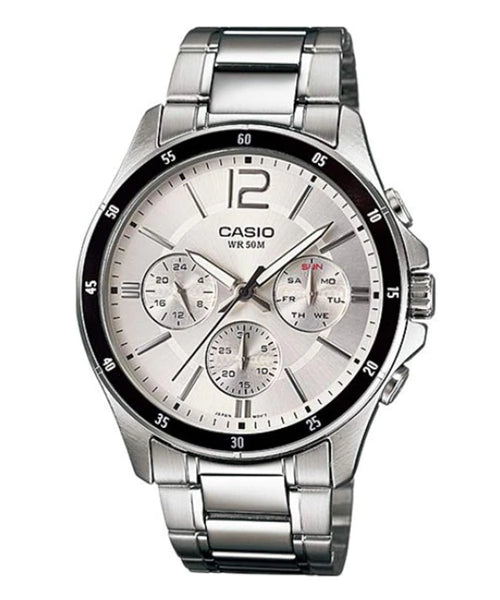 Reloj Casio MTP-1374D-7AV — Analógico Premium Acero Esfera Blanca Multifunción