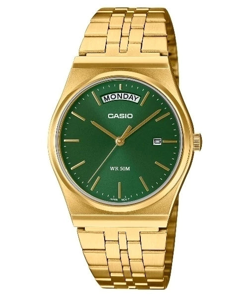 Casio | Rectangular Gold & Green | MTP-B146G-3AV