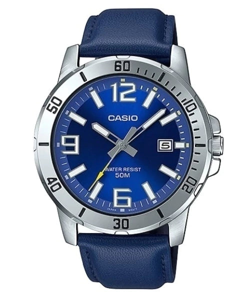 Casio Classic | Dial Azul & Cuero | MTP-VD01L-2BV