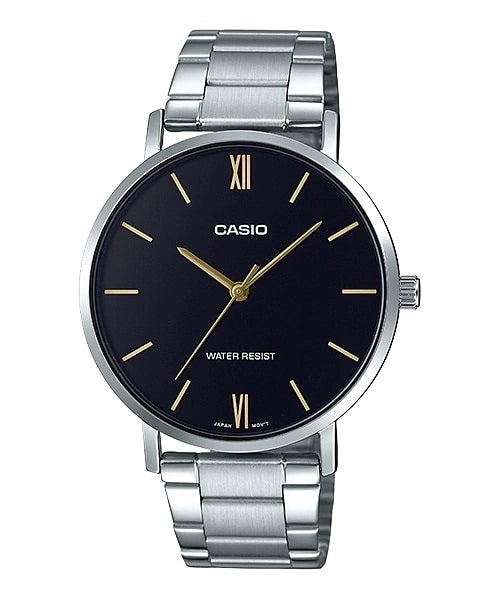 Reloj Casio MTP-VT01D-1B — Analógico Slim Acero Negro Ultrafino