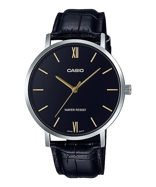 Casio | Minimalista Cuero Negro | MTP-VT01L-1B
