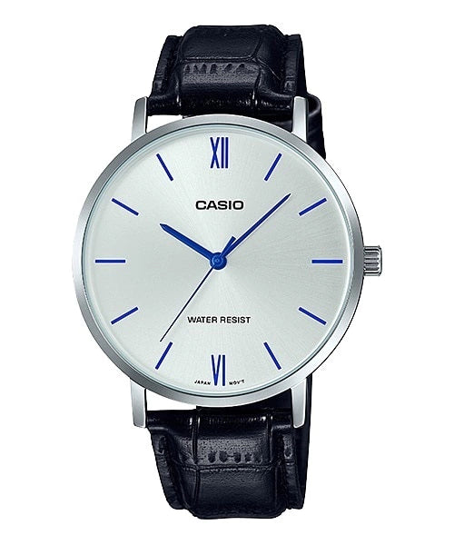 Casio Classic | Dial Plateado & Cuero | MTP-VT01L-7B1