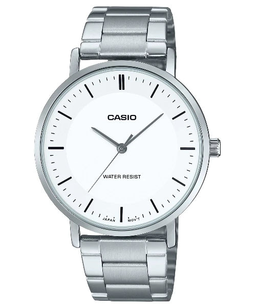 Casio Enticer | Pure Silver & White | MTP-VT04D-7E