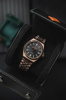 Reloj Kosmo 645-7-2010 Colección Zafiro Oro Rosa Esfera Negra