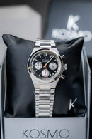 Reloj Kosmo 645-7-2 Cronógrafo Colección Zafiro Plateado Esfera Negra