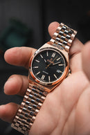 Reloj Kosmo 645-7-2010 Colección Zafiro Oro Rosa Esfera Negra