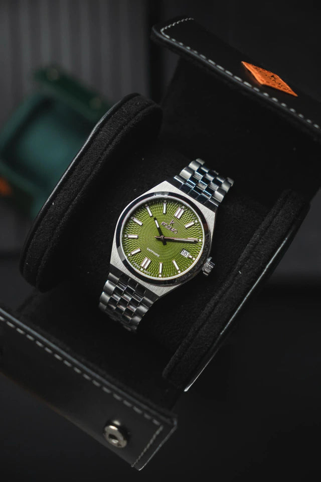 Reloj Kosmo 645-7-2010 Colección Zafiro Plateado Esfera Verde