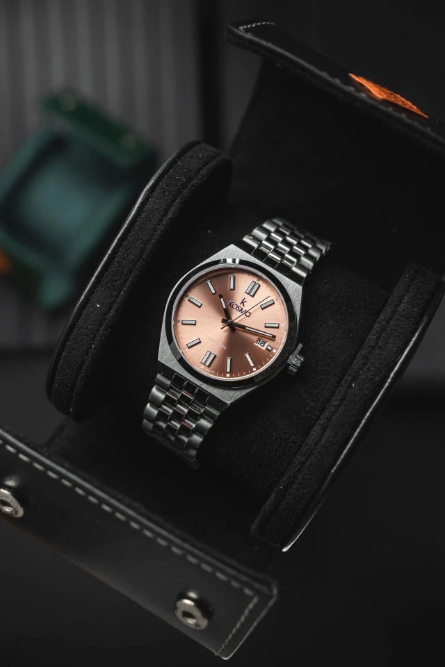 Reloj Kosmo 645-7-2010 Colección Zafiro Plateado Esfera Salmón