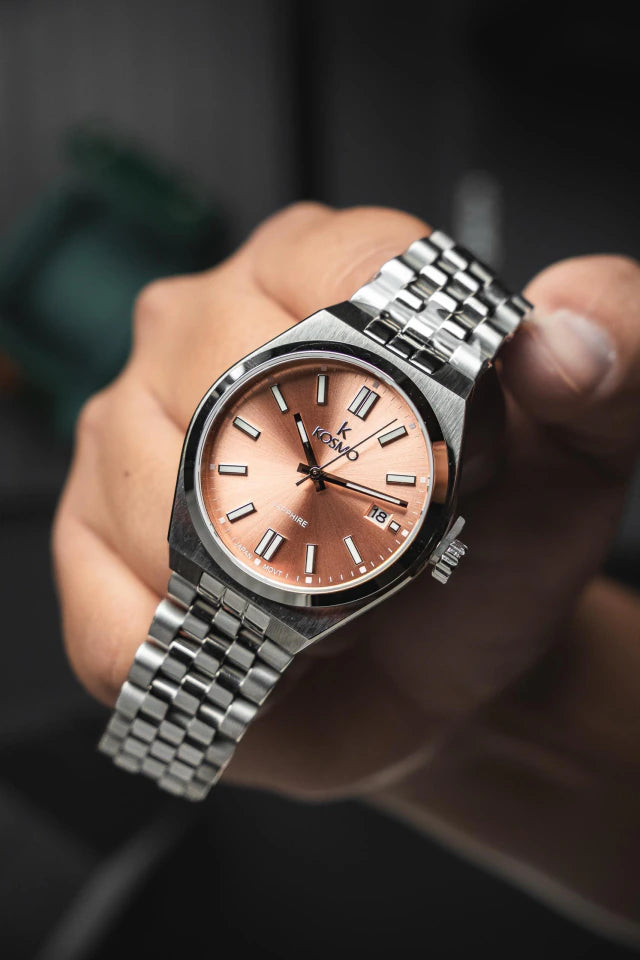 Reloj Kosmo 645-7-2010 Colección Zafiro Plateado Esfera Salmón