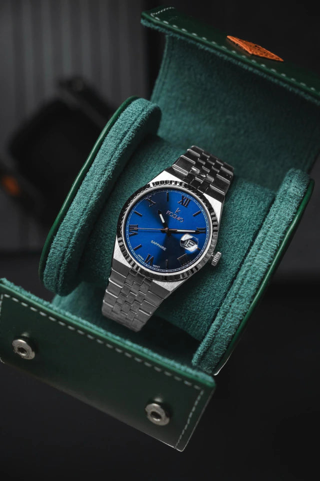 Reloj Kosmo 689-7-2 Colección Zafiro Plateado Esfera Azul